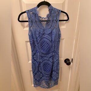 Blue lace dress.
